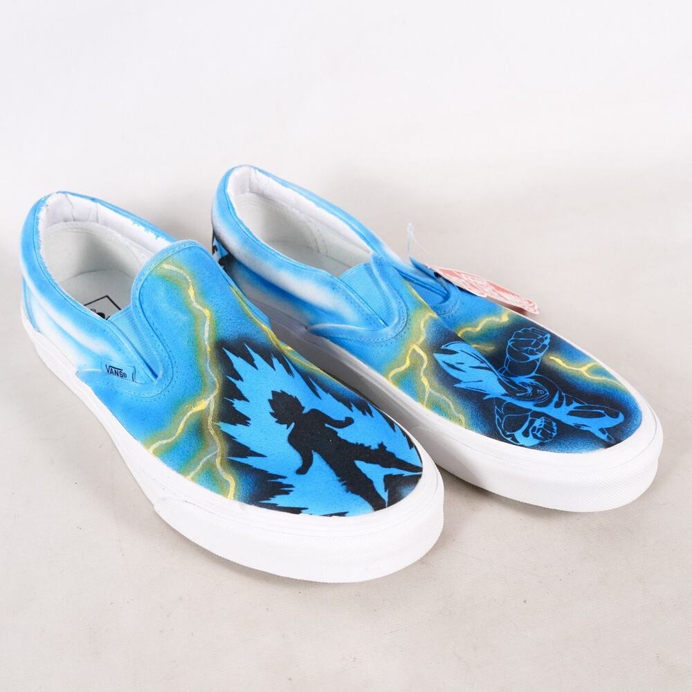 NWT Vans Slip-On Athletic Shoes Blue Black White Lightning Graphic